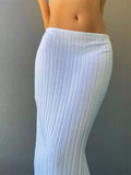 Yipinpay Summer Knit Long Skirt Women Sexy Holiday Party Beach Cove-Up Midi Skirts Dropped Waist See Through Wrap White Maxi Skirt
