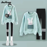 Yipinpay Women's 2024 Autumn Winter New Loose Sweater High Waist Slim Fit Shark Pants Two Piece Korean Elegant Tracksuit Matching Set