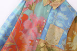 Yipinpay Patchwork Print Shirts And Blouses For Women Vintage Button Up Shirt Women Asymmetric Long Sleeve Top Female Summer Tops