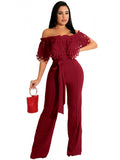Yipinpay Off The Shoulder Slash Neck Overalls Jumpsuits Loose Jumpsuits For Women Rompers Lady Club Big Size Female Vestidos