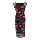 Yipinpay Summer 2024 Women Floral Print Mesh Dress Short Sleeve V Neck Female Bodycon Sexy Vintage Dresses