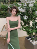 Yipinpay Spaghetti Strap Long Dress Women Summer Elegant Beach Party Dress Female Korean One Piece Casual Y2k Bodycon Dress 2023 New
