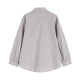 yipinpay Women's Clothing Shirt Versatile Loose Grey Long Sleeved Printed Bear Pattern Fashion Tops Casual Button Ladies Baggy Blouse