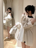 Yipinpay Shirts Women Elegant Off Shoulder Satin Bandage Stand Collar Long Sleeve Hollow Out Loose Blouse Female Casual Sexy Tops