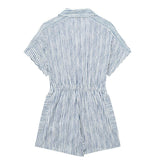 Yipinpay 2023 Woman Short Playsuit Blue Striped Baggy Summer Jumpsuit For Women Fashion Pockets Short Sleeve Women's Loose Overalls