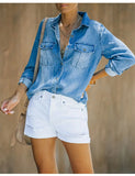 Yipinpay New Women's Summer Black and White Ripped Denim Shorts Fashion Casual Crimping High Stretch Jeans Shorts S-2XL Drop Ship