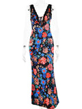 Yipinpay MO Elegant V-neck Slip Floral Print Satin Maxi Dress For Women Summer Backless Lace Bodycon 2023 Beach Party Vestidos