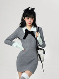 Yipinpay Bodycon Short Party Dress Woman Slim Pure Color Y2k Mini Dress Elegant One Piece Dress Korean Fashion Chic 2023 Autumn