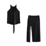 Yipinpay Tassel Slit Midi Skirt Woman Summer Black Long Skirts For Women Fashion 2023 High Waist Skirt Sets Elegant Women's Skirts