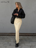 Yipinpay Elegant High Waist Long Split Skirts Street Chic Apricot Mid-Calf Skirts Female Office Cotton Skirts Casual Straight