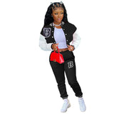 Yipinpay Letter Printing Joggers Leisure Two-Piece Set Women's Sports Training Jogging Uniform Baseball Uniform Suit