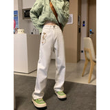 yipinpay Baggy Brown Jeans Women's Streetwear Straight Loose High Waist Trousers Harajuku Fashion Cotton Mom Denim Wide Leg Pants