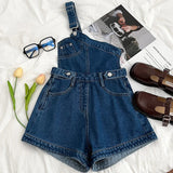 Yipinpay Denim Jumpsuits Women Spring Summe Retro Short Fashion One-shoulder Wide Leg Pants 2024 New Cool Girls Streetwear
