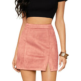 Yipinpay Women's Bag Hip Short Skirt High Waist Zipper Autumn Winter A-line Solid Color/Leopard Print Skirt