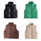 Yipinpay Women Fall Winter Puffer Vests Jackets Warm Sleeveless Coats Harajuku 2023 y2k Clothes Luxury Vintage Crop Waistcoat Streetwear