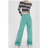 yipinpay Womens Jeans High Waist Vintage Straight Baggy Denim Pants Streetwear American Style Fashion Casual Wide Leg Denim Trouser