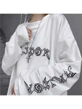 Yipinpay Cartoon Horror Graphic T-shirt Women Character Print Loose Punk Japanese T Shirts Pullover Top Harajuku Street Tees