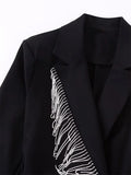 Yipinpay Black Rhinestone Jumpsuit Women Long Sleeve Blazer Playsuit Fringing Short Jumpsuits For Women 2023 Elegant Woman Jumpsuit