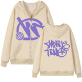 Yipinpay Zipper Hoodie Minus Two Pattern Printing Solid Color Oversized Clothing 2023 New Punk Harajuku Leisure Best Selling Hoodie