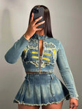 Yipinpay Fashion Women's Set Summer Long Sleeve Embroidered Top And Slim Pleated Skirt Suit Comfortable Ladies Two-Piece Outfits