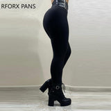 Yipinpay Women Casual High Waist Zipper bandage Skinny Spring&Autumn Black Pencil Pants