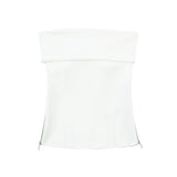 Yipinpay Black Tube Top Female Zip Off Shoulder Tops For Women Beige Sleeveless Corset Top Woman Streetwear Y2k Backless Sexy Tops