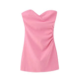 Yipinpay Pink Corset Dress Woman Off Shoulder Short Dresses For Women Strapless Backless Sexy Mini Dress 2023 Summer Party Dresses