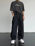 Yipinpay New Summer Jeans Men Patchwork Denim Trousers Male Oversize Loose Casual Wide-leg Pants Streetwear Harajuku Clothing
