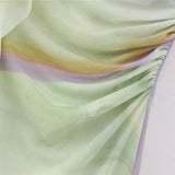 Yipinpay Print Tulle Slip Dress Woman Ruffle Mesh Long Dress Women Backless Midi Sexy Party Dresses Sleeveless Beach Summer Dresses