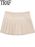 Yipinpay Pleated Skirt Shorts Women High Waist Skorts For Women Streetwear Short Skirts Woman Fashion 2023 School Grey Mini Skirt