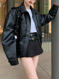 Yipinpay Punk Black Leather Jacket Women Winter Warm Thick Zipper Moto Biker Leather Jacket Casual High Street Leather Coat