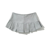 Yipinpay Summer 2024 Y2K Gray Side Zipper Pleated Mini Skrit Women Sexy Low Waist Short Skater Skirts