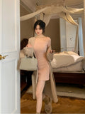 Yipinpay Fashion Knitted Dress Women Long Sleeve Short Party Dress Elegant 2023 Autumn Slim Sexy Y2k Mini Dress Casual Female Chic