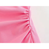 Yipinpay New Fashion Women Pink Ruched Strapless Dress Sleeveless Back Zipper Female Party Mini Sexy Vestidos
