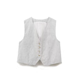 Yipinpay Summer Women Sleeveless V Neck Striped Vest Front Button Female High Street Waistcoat Chic Crop Top