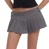 Yipinpay Y2K Pinstripe Pleated Mini Skirt Women Sexy Low Waist Short Skater Skirts Jupe