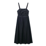 Yipinpay Black Slip Dress Woman Bow Backless Long Dress Women Sleeveless Midi Party Dresses Women Casual Summer Women's Dresses