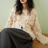 Yipinpay Fashion Oversized Sweater Pullover Sweet Sequin Sweater Y2k Clothes Pull Femme Long Sleeve Top Grunge Knitted