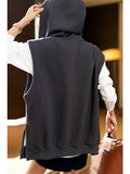 Yipinpay New Korean Fashion Women's Vest Casual Loose Hooded Zipper Top Autumn Winter Dark Gray Versatile Coat Women Clothing Trend
