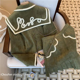 Yipinpay Piece Outfits Preppy Navy Collar Jacket Vintage Mini Pleated Skirts Sets 2023 Fall Patch Contrast Sailor Coat Casual