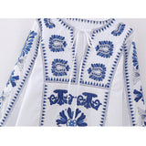 Yipinpay Embroidery Short Dresses For Women 2023 Vintage Boho White Dress Woman Mini Loose Summer Dress Long Sleeve Casual Dresses