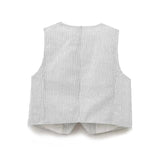 Yipinpay Summer Women Sleeveless V Neck Striped Vest Front Button Female High Street Waistcoat Chic Crop Top