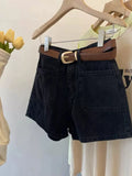 Yipinpay Denim Shorts for Women's Summer 2024 New High Waisted Loose Wide leg Short Pants Fashion A-line Hotpants Oversized S-5XL