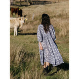 Yipinpay Elegant Floral Dress Spring and Summer V-neck Viscose Floral Sexy Long Dress Casual Comfortable Walking Beachwear