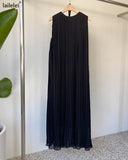 Yipinpay Sleeveless Pleated Dresses Chiffon midi vestidos Summer 2023 Simple Retro Dress Women Loose jurk Female Korean Solid Robe