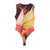 Yipinpay Tulle Black Body Woman Sleeveless Mesh Bodysuit Women Ruched See Through Bodysuit Lingerie Sexy Summer Tops For Women