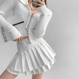 Yipinpay Preppy Style Double Pleated Skirt Women Korean Skort Summer Sexy Y2k High Waist Patchwork Solid Mini Skirt A-line Casual