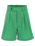 Yipinpay Summer Wide Leg Shorts Women Casual Pleated Green Shorts Female Solid High Waist Ladies Wide Shorts 2023 High Street