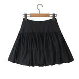 Yipinpay Women Open Buttons High Waist Asymmetrical A-lined Ruched Mini Umbrella Skirt Girl Skater Skirts