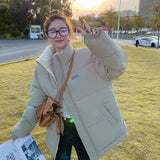 yipinpay Womens Khaki Reversible Down Jackets Winter Baggy Comfortable Coat Thickening Warm Female Puffer Cotton Padded Jacket Outwear